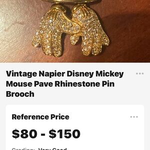 Napier Gold Mickey Mouse Hands Brooch